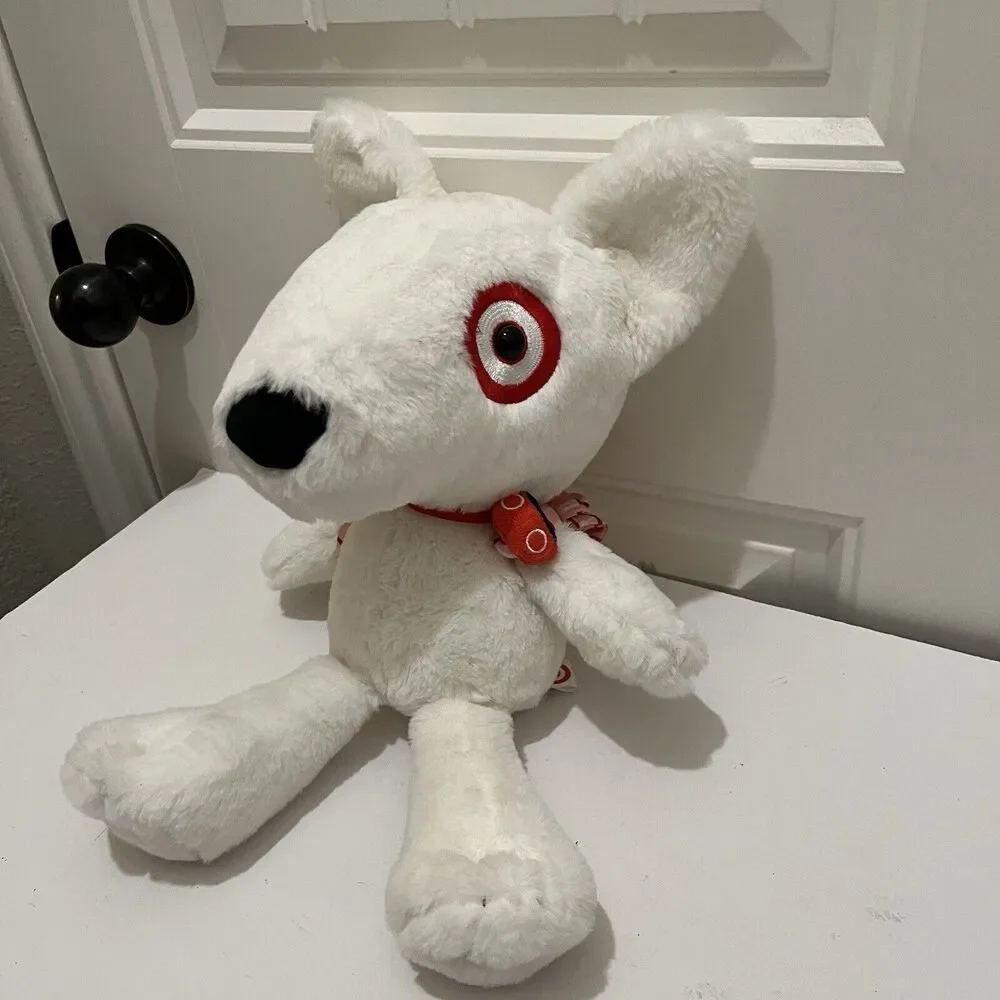 Target Bullseye Spot White Red Dog Backpack Plush 15